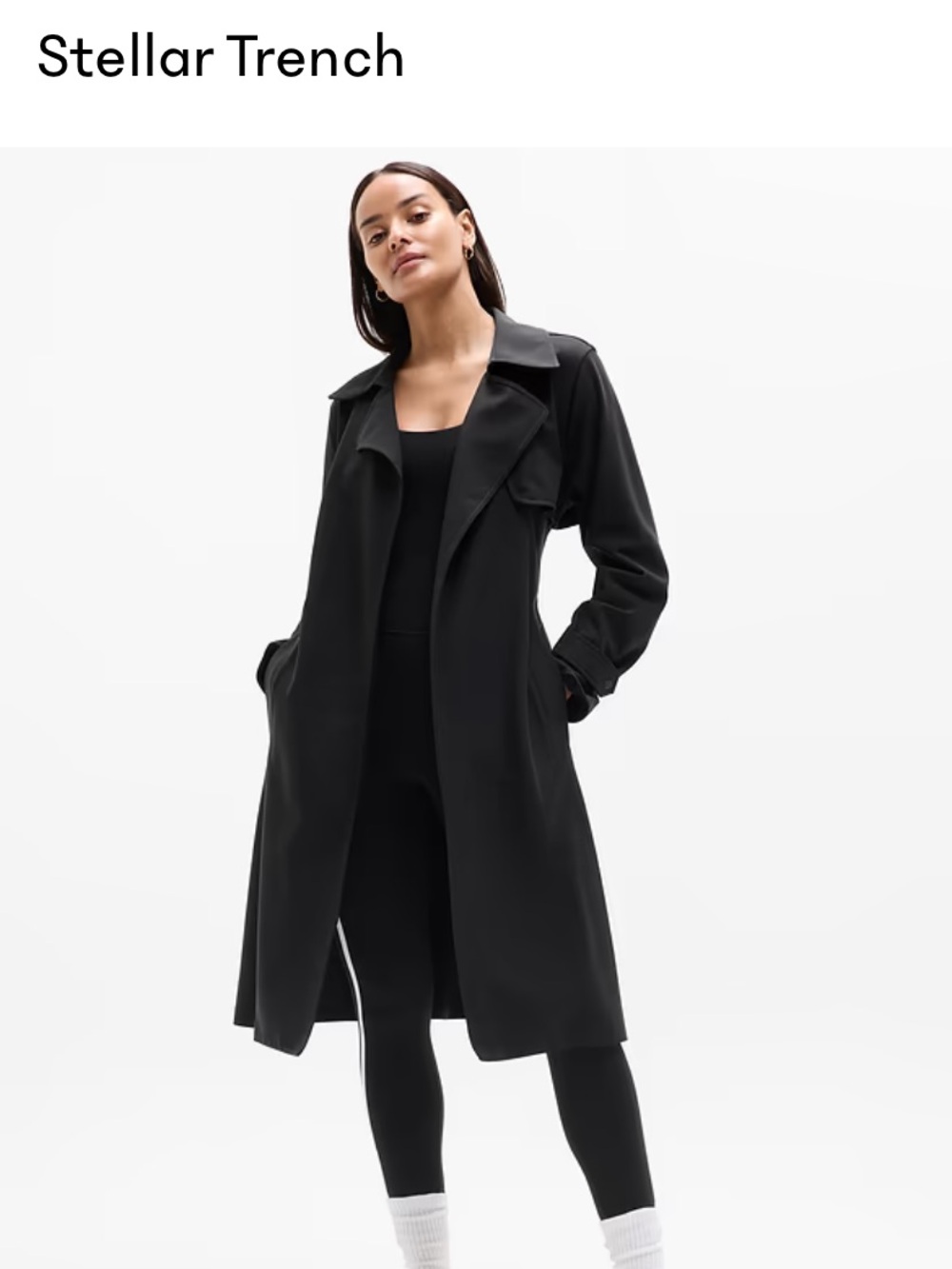 Athleta Women's Dark Black Trench with Belt